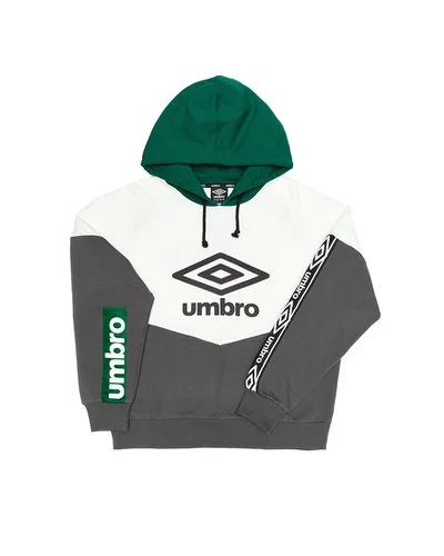 Colorblock hoodie with logo print band - Grey White Green